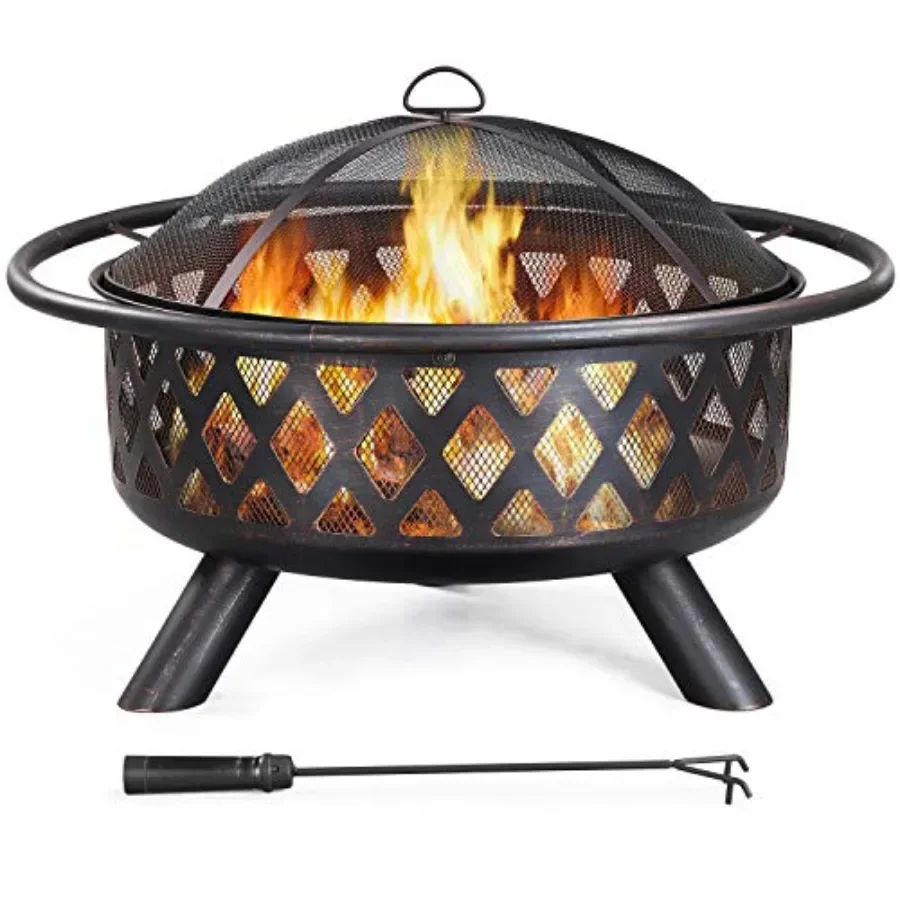 Fire Pit Bowl - 실외용 장작 화로, 36인치 크기의 검은색