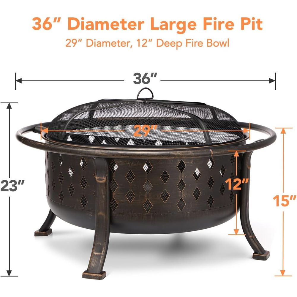 36인치 야외 장작 화덕(바베큐 그레이트 포함) 대형  - Fire Pit Bowl 리뷰 및 가격