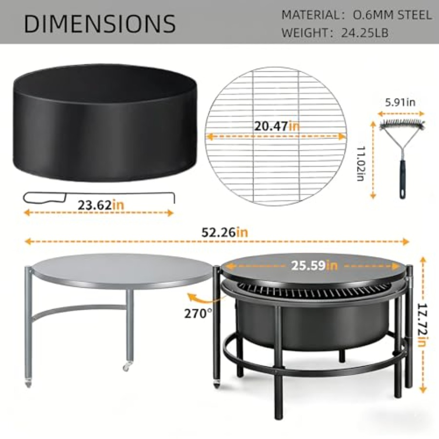 뒷마당용 야외 화로, 냉간 가공된 스틸 볼, 블랙 색상 - Fire Pit Bowl 리뷰 및 가격