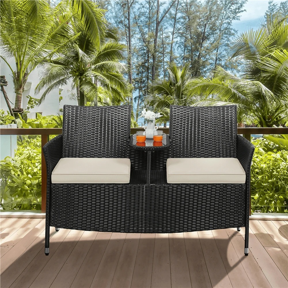 프리미엄 야외용 2인용 의자 세트, PE 라탄 파티오  - Outdoor Furniture Easy To Clean 리뷰 및 가격
