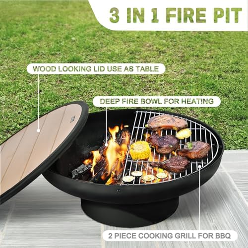 32인치 화덕 테이블(뚜껑 포함), 튼튼하고 깊은 화덕 - Fire Pit Bowl 리뷰 및 가격
