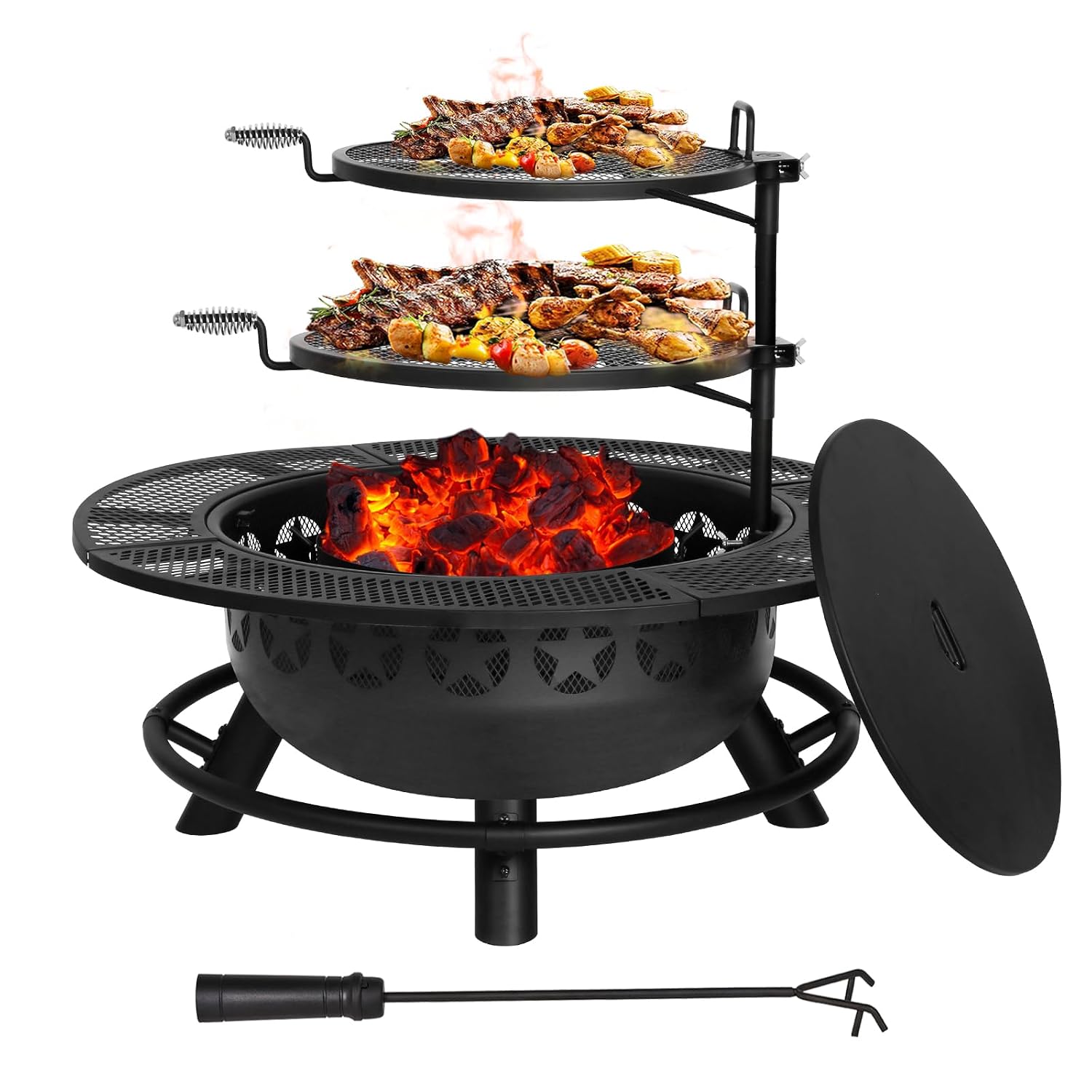 35인치 화덕, 2개의 조리용 그릴과 숯통 포함, 야외 - Fire Pit Bowl 리뷰 및 가격