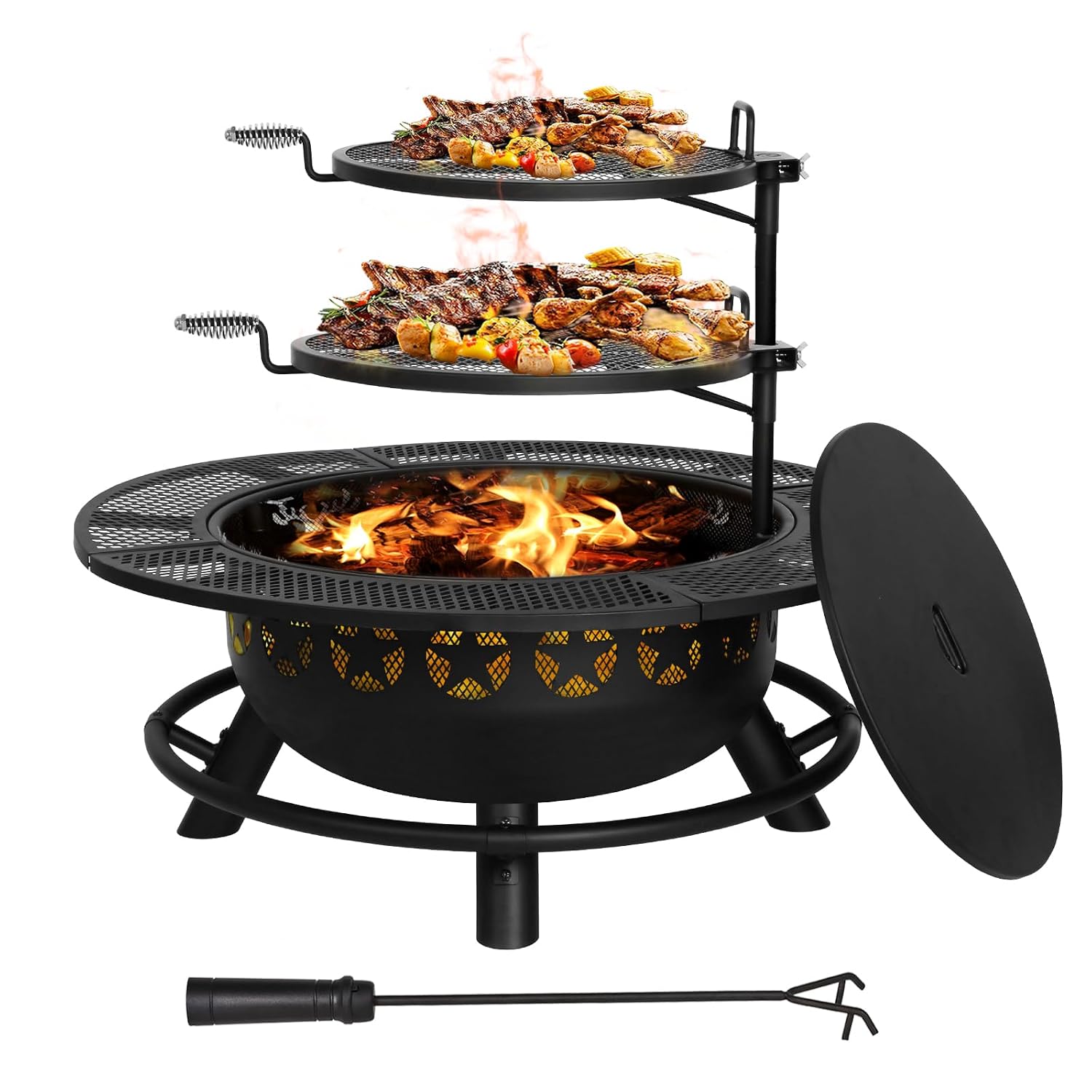 35인치 화덕, 2개의 조리용 그릴과 숯통 포함, 야외 - Fire Pit Bowl 리뷰 및 가격